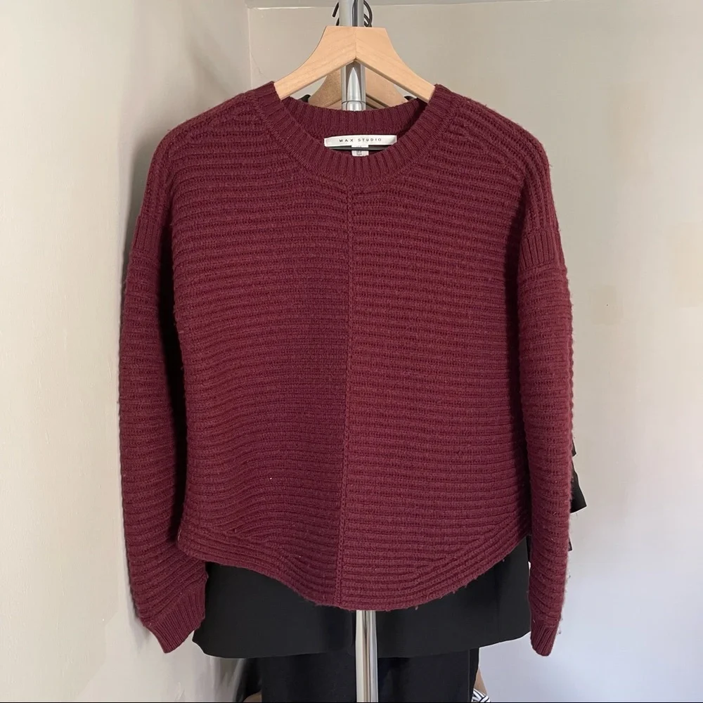 Max Studio | Burgundy Ribbed Sweater - Picture 2 of 7